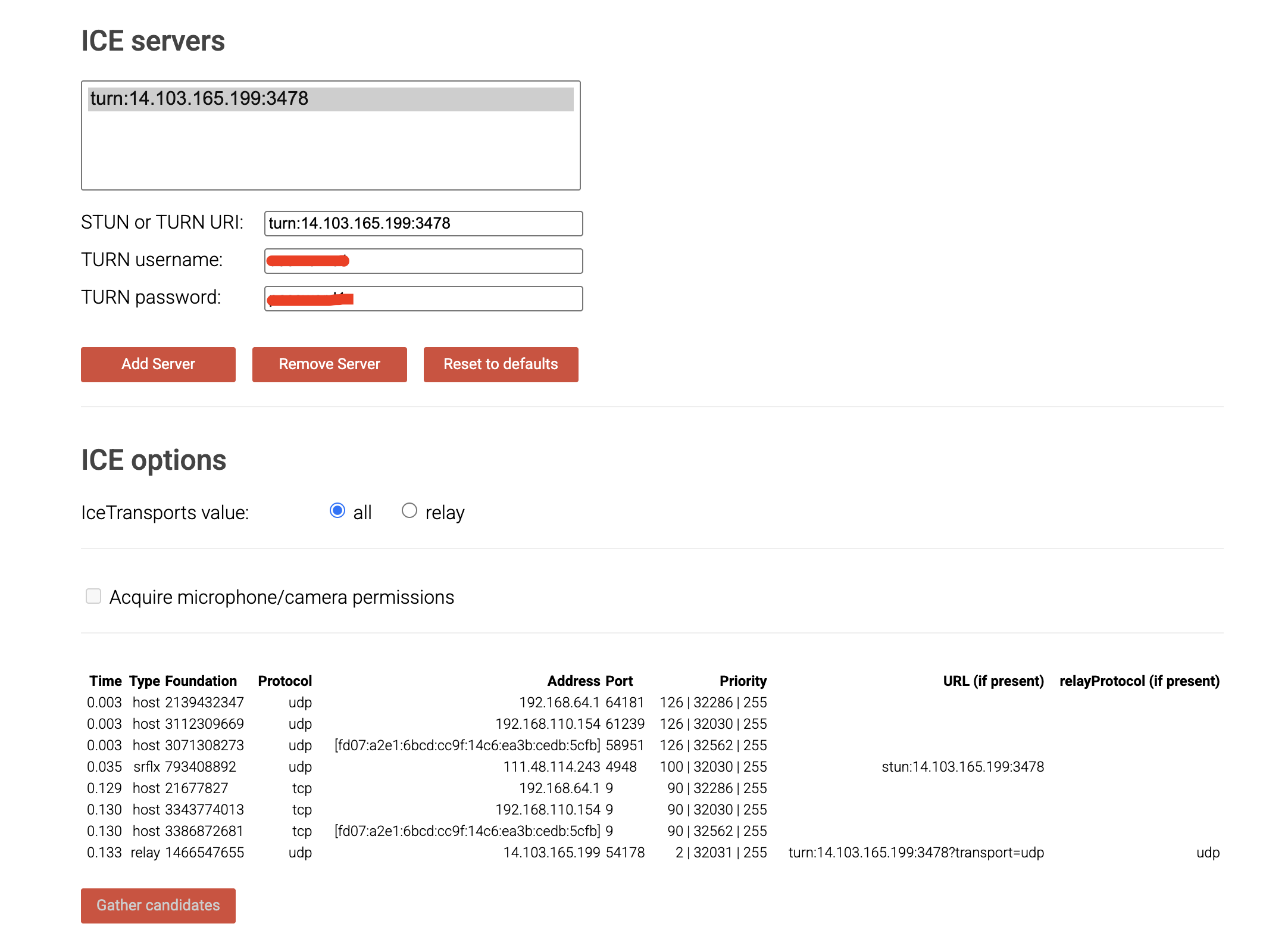 WebRTC 测试结果